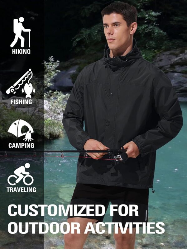 Jaqueta de chuva masculina leve, impermeável, corta-vento, embalável, com capuz para golfe, corrida, caminhada, viagem