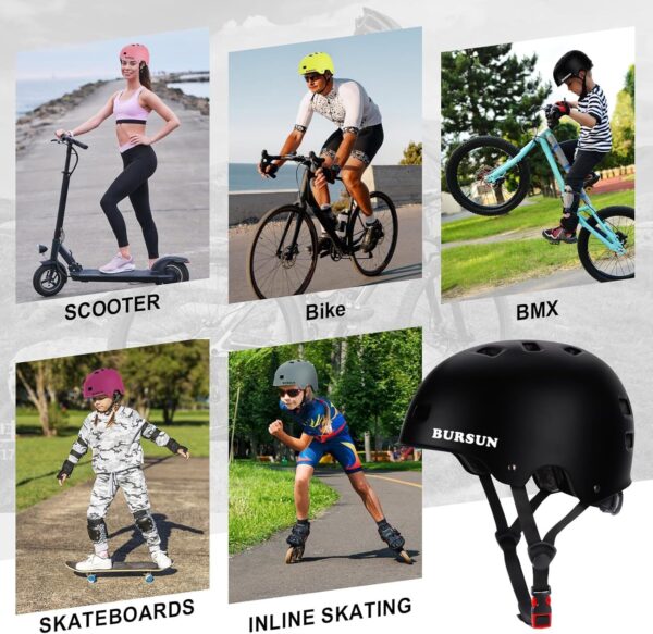 81zIFE6WImL._AC_SL1500_.jpg BURSUN Capacete De Bicicleta E Skate Para Crianças 5 A 8 Anos, Jovens Adultos 14 16 Scooter Multiesportiva Ajustável, Bicicleta, Patins, Patins Em Linha, Hoverboard, Longboard, 3 Tamanhos