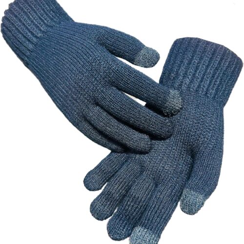 Luva de Frio Azul Par Lã Touch Screen Celular Esquenta Inverno Luvas Moto