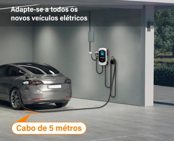 1767334153_71117NlndbL._AC_SL1500_.jpg Carregador Portátil para Carro Elétrico, 7,6KW 32A 85-264V Tipo 2, Cabo 5M, Carregamento Interno/Externo, Carregador EV Tipo 2 para Carros