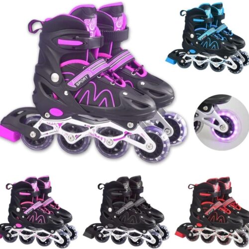 Patins Roller Ajustável Inline 4 Rodas Adulto Rodinha Led