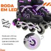 Patins Roller Ajustável Inline 4 Rodas Adulto Rodinha Led
