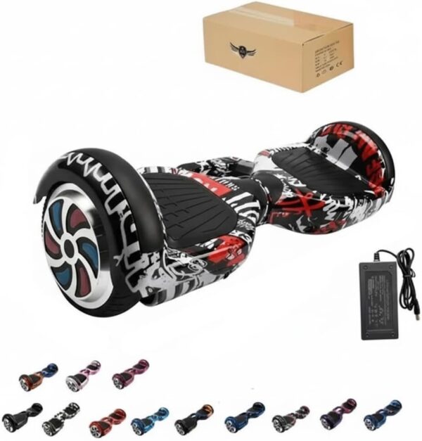 1767442818_514cmk0St0L._AC_SL1024_.jpg Hoverboard Infantil Skate Elétrico 6.5", LED Bluetooth, Bateria de Grande Capacidade, 15 km/h, Uso Interior/Exterior, 28 kg, com Adaptador e Manual, 65x25x29 cm