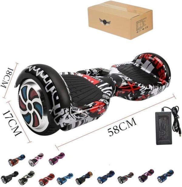 1767442818_61tWo7qWGhL._AC_SL1024_.jpg Hoverboard Infantil Skate Elétrico 6.5", LED Bluetooth, Bateria de Grande Capacidade, 15 km/h, Uso Interior/Exterior, 28 kg, com Adaptador e Manual, 65x25x29 cm
