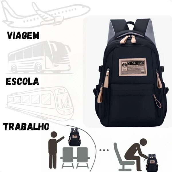1767818114_61ez1BzyTPL._AC_SL1200_.jpg Mochila Masculina Feminina Notebook Viagem Trabalho Escola Escolar Preta Grande Impermeável Reforçada Resistente Passeio Casual