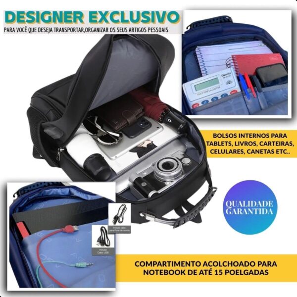 1767864285_71ZqaS7qK9L._AC_SL1200_.jpg Mochila Masculina Feminina Saída USB e Fone Semi Impermeável Cabo de Aço Notebook Escola Faculdade Viagem