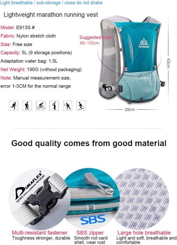 Mochila Leve de 5L para Corrida, Esportes Ao Ar Livre, Trilha, Corrida, Maratona, Caminhada, Bolsa de Fitness, Pacote de Colete de Hidratação (Vermelho Rosa + Bexiga de Água de 1,5L)