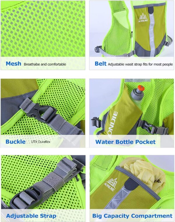 1768136750_71KmGtriezL._AC_SL1261_.jpg Homens Mulheres Ultraleve Corrida Colete Pacote Reflexivo Respirável Hidratação Mochila para Caminhadas Camping Maratona Ciclismo Corrida (Azul - com 2 pcs 250ml Garrafas)