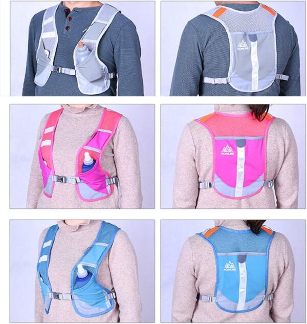 1768136751_71pAjZhqyL._AC_SL1060_.jpg Homens Mulheres Ultraleve Corrida Colete Pacote Reflexivo Respirável Hidratação Mochila para Caminhadas Camping Maratona Ciclismo Corrida (Azul - com 2 pcs 250ml Garrafas)