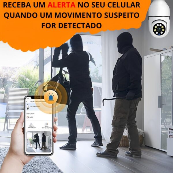 Kit 2 Câmeras Lâmpadas de Segurança Ip Wifi 360 Giratória Visão Noturna Full Hd Com Sensor de Movimento e Infravermelho