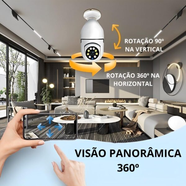 Kit 2 Câmeras Lâmpadas de Segurança Ip Wifi 360 Giratória Visão Noturna Full Hd Com Sensor de Movimento e Infravermelho