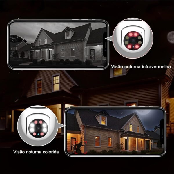 Kit 2 Câmeras Lâmpadas de Segurança Ip Wifi 360 Giratória Visão Noturna Full Hd Com Sensor de Movimento e Infravermelho