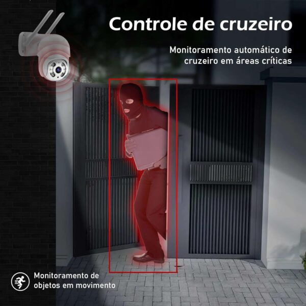 Câmera de Segurança IP Dome 2MP Full HD 1080p, Visão Noturna Colorida, Detecção e Rastreamento Humano, Gravação na Nuvem ou Local, Resistente à Intempéries IP66