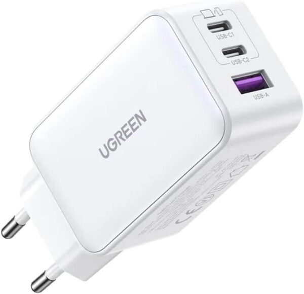 417ZGYwaL7L._AC_SL1000_.jpg QCYDOBRASIL Carregador de Parede 65W Portas 2 USB A + 1 Porta USB Tipo C Compatível com MacBook iPhone Samsung Xiaomi Laptops e Mais