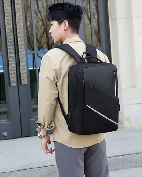 41EB38nkQTL._AC_.jpg Mochila Executiva Masculina para Notebook 15.6” com Saída USB, Zíper Impermeável e Design Slim Ergonômico – Mochila de Trabalho, Viagem e Estudos