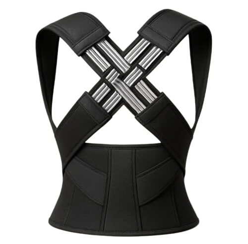 41MUfmjOLjL.jpg Corretor Postural Ajustável para Coluna, Suporte Ergonômico de Postura em Preto, Colete Ortopédico para Alinhamento da Cervical e Correção da Postura (X-Grande (GG))
