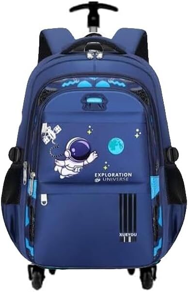 41OQwqkgTL._AC_.jpg Mochila Escolar com Rodinha, Compartimento para guardar lap?s, caneta e objetos mochila de carrinho resistente ? ?gua (Astronauta Azul)