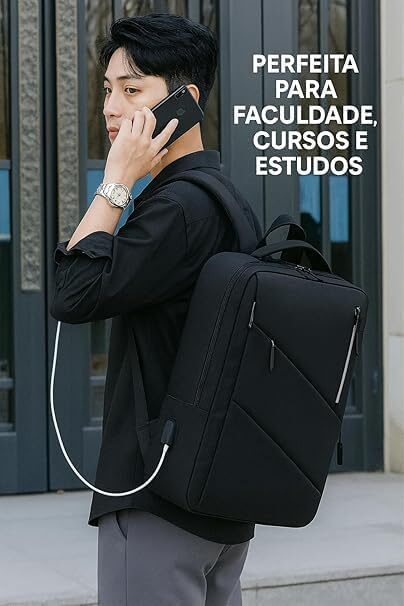 41vAhCdgxYL._AC_.jpg Mochila Executiva Masculina para Notebook 15.6” com Saída USB, Zíper Impermeável e Design Slim Ergonômico – Mochila de Trabalho, Viagem e Estudos