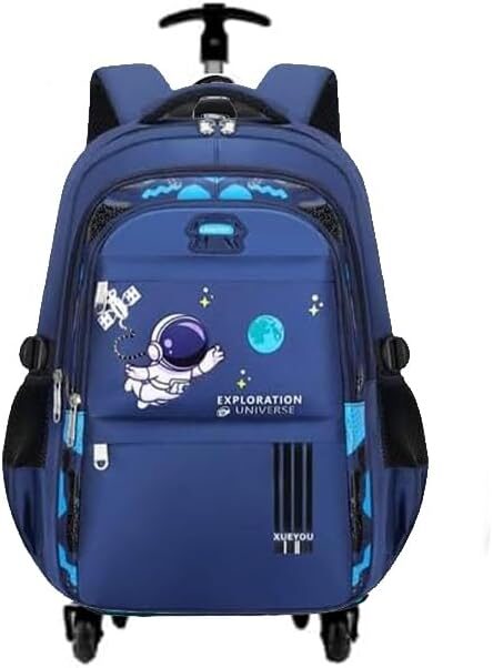 41zzw3LN20L._AC_.jpg Mochila Escolar com Rodinha, Compartimento para guardar lap?s, caneta e objetos mochila de carrinho resistente ? ?gua (Astronauta Azul)