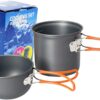 Kit Panelas Alumínio Táticas Compactas Camping trekking Pesca 2 Pçs + Talheres 3 Pçs