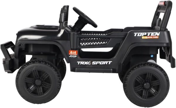 Bang Toys - Carrinho Elétrico Infantil Adventure 12V - com Luzes de LED, Sons, Entrada USB/MP3, Bluetooth, Controle Remoto - Suporta até 50kg - Cor Preto