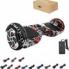 514cmk0St0L._AC_SL1024_.jpg Hoverboard Infantil Skate Elétrico 6.5", LED Bluetooth, Bateria de Grande Capacidade, 15 km/h, Uso Interior/Exterior, 24kg, com Adaptador e Manual, 65x25x29cm