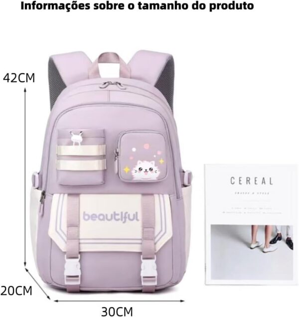 518zDftOYVL._AC_SL1080_.jpg Mochila para Mulheres e Estudantes, Resistente à Água com Estampa de Gato Fofa, Cabe Notebook de 15,6 Polegadas, da Série Jovem e Alegre
