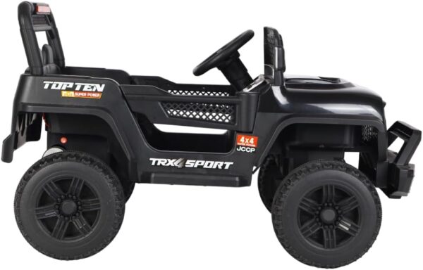 Bang Toys - Carrinho Elétrico Infantil Adventure 12V - com Luzes de LED, Sons, Entrada USB/MP3, Bluetooth, Controle Remoto - Suporta até 50kg - Cor Preto