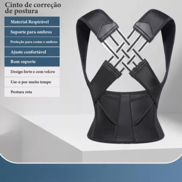 51EN7ezvMrL._SL1000_.jpg Colete Corretor Postural PostuMax - Cinta Ortopédica Postural Unissex, Suporte Lombar Ajustável, Corrija Sua Postura Durante a Rotina - 33 x Larg:40cm (Colete Fechado)