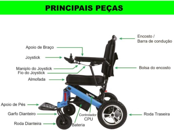 Cadeira De Rodas Motorizada Elétrica Dobravel Compacta Pop Power Lite - Preto