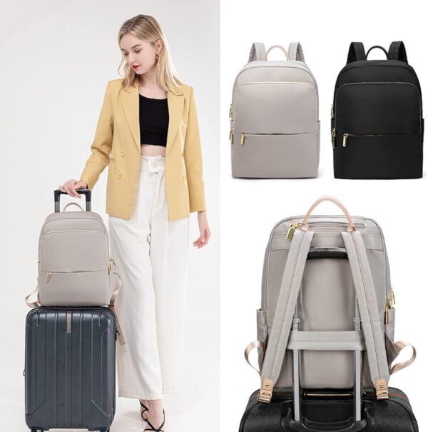 Mochila Feminina de Nylon Impermeável, Compartimento para Notebook de 14 polegadas, Ideal para Comutar, ir à Escola e Uso Casual