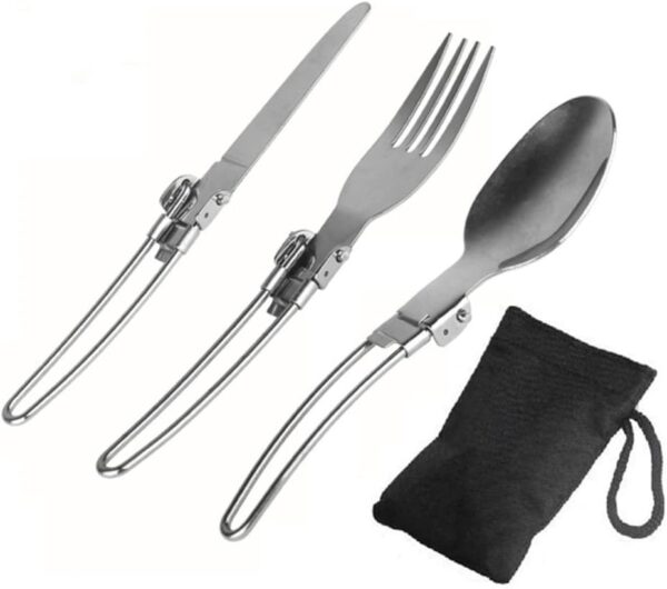 Kit Panelas Alumínio Táticas Compactas Camping trekking Pesca 2 Pçs + Talheres 3 Pçs