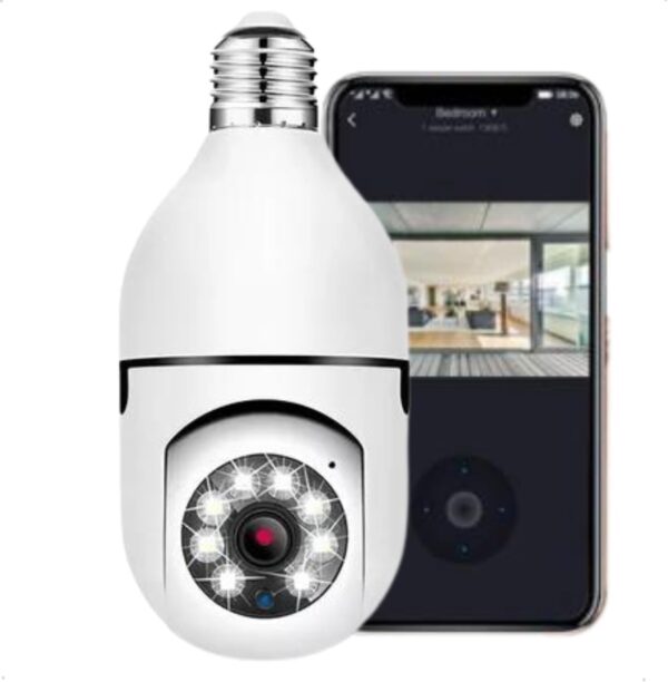 51JdcdXGkaL._AC_SL1200_.jpg Câmera de Segurança IP Lâmpada WiFi Full HD 1080p, Prova D'água, Giratória ecom Visão Noturna Infravermelha 1080p, Bivolt, Detecção de Movimento, Áudio Bidirecional - Premium