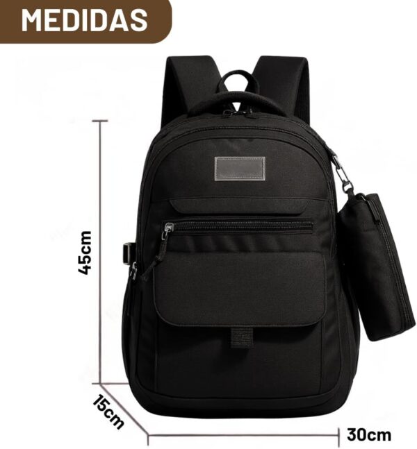 51KMUsnEV6L._AC_SL1000_.jpg Mochila Versátil Unissex Grande - Escolar, Trabalho e Dia a Dia - Design Moderno, Material Impermeável, Resistente e Durável para Notebook