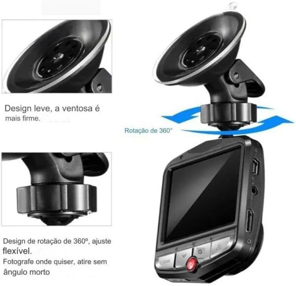 51MxT5SZ2lL._AC_.jpg Câmera Veicular DVR Recarregável Full HD 1080P | Câmera Filmadora De Carros, Caminhões, Caminhonetes e Veículos Gerais | Gravação Em Loop | Com Sensor De Colisão e Modo Estacionamento (Preto)