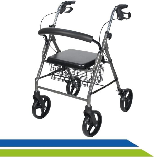 51OsnMmZ3-L._AC_SL1000_.jpg Andador Dobrável Regulável com Assento 4 Rodas até 135kg Adulto Idoso Hidrolight