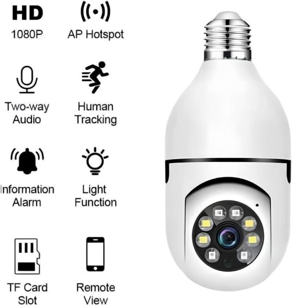 Kit 2 Câmera Segurança Wifi 360 Lâmpada Prova Dágua Giratória Visão Noturna Infravermelho - Camera de Vigilância