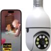 51SJsYlJWL._AC_SL1080_.jpg Câmera de Segurança Wi-Fi, Lâmpada com Visão 360°, Full HD 1080p, Áudio Bidirecional, Detecção de Movimento, Visão Noturna Colorida, IP44, Bivolt, Controle via App