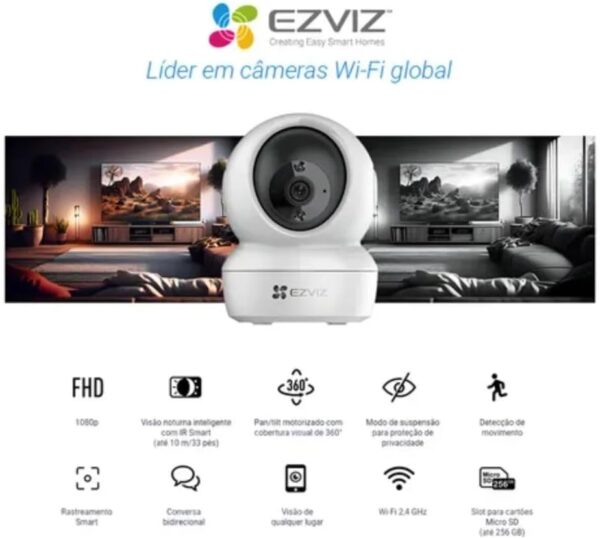 Kit 2 Cameras de Seguranca Wi-Fi C6N 1080p Full HD com Rotacao Pan-Tilt 360 Visao Noturna e Deteccao de Movimento