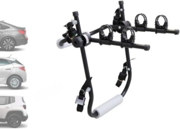 51UU-xgY8fL._AC_SL1200_.jpg TRUE SPORT Suporte Transbike Universal para 2 Bicicletas, Compatível com Carros Sedan, Hatch e SUV, Preto