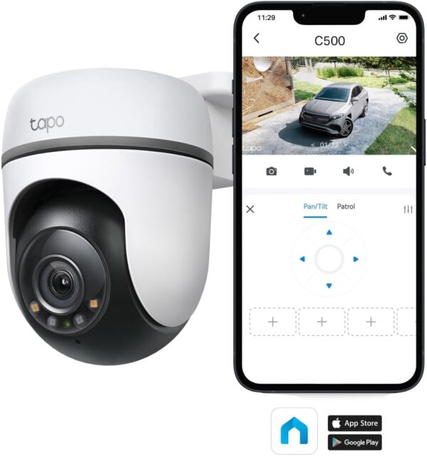 Camera de Segurança wifi Externa TP-Link Tapo C500, Color Night Vision(New), 1080p Full HD, 360° de Alcance, Visão Noturna, a prova d´água IP65, Áudio de Duas Vias, Compatível com Alexa, 512G