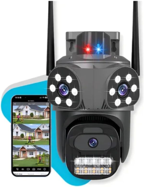 51WONYyrqVL._AC_SL1200_.jpg Camera Wifi Segurança 4K 3 em 1 Externa e Interna 360 Lampada e com Audio Dupla Lente Icsee | Vigilancia Noturna