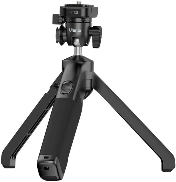 HollyWave Mini Tripé de Mão/Mesa TT38 para Câmeras e Celular, Abertura Rápida, Cabeça Esférica 360°, Montagem 1/4", Design Portátil