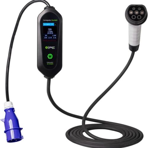 Carregador Carro Elétrico Portátil 7 Kw Bivolt C/Tela Lcd - IPE