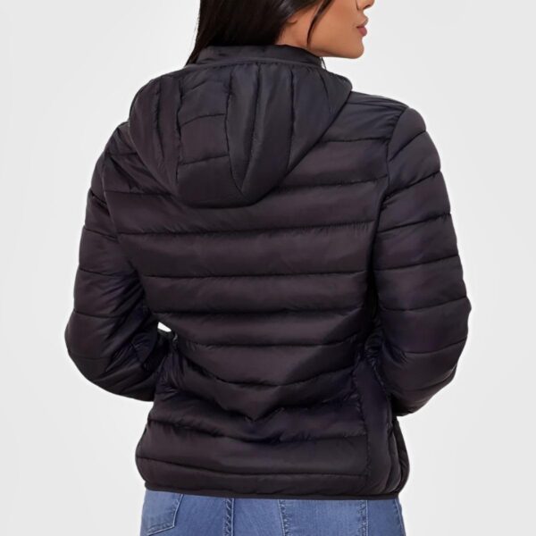 Jaqueta Puffer Bobojaco Feminina Casaco Corta Vento Acolchoada Impermeável Bolsos Capuz Removível