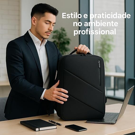 51biItQoZCL._AC_.jpg Mochila Executiva Masculina para Notebook 15.6” com Saída USB, Zíper Impermeável e Design Slim Ergonômico – Mochila de Trabalho, Viagem e Estudos