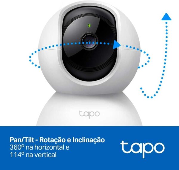 TP-Link Tapo C200, Camera de Segurança Wi-Fi 360º, 1080p Full HD, Visão Noturna, Audio de duas vias, Detecção de Movimentos, Trabalha com Alexa, 512G de Armazenamento Local, Armazenamento na Nuvem