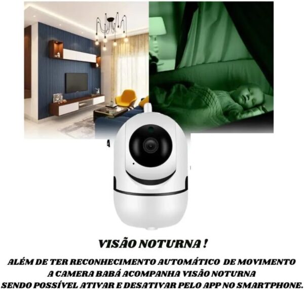 Babá Eletrônica Câmera Wi-Fi de Segurança IP Full HD 1080p – Visão Noturna, Áudio Bidirecional, Monitoramento Remoto via Celular, Rastreio por Movimento, Ideal para Bebê, Pet e Casa