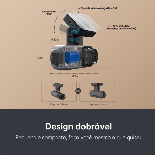 51elW1CxEvL._AC_SL1200_.jpg DDPAI N3 Pro Câmera Veicular Frontal e Traseira 1600P+1080P, Dashcam com WiFi, GPS, Sensor G Aplicativo, Visão Noturna, Ampla Faixa Dinâmica, Monitor de Estacionamento 24 Horas(Sem Cartão SD)