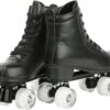 Patins femininos de couro PU patins de rolo de cano alto clássicos rodas duplas brilhantes para ambientes internos e externos para adolescentes adultos unissex (roda flash, 40)